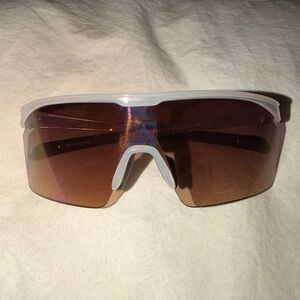 Sport Shield Sunglasses in White Frame with Brown Lenses
